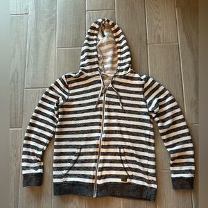 Roxy Black and White Striped Zip-Up Hoodie